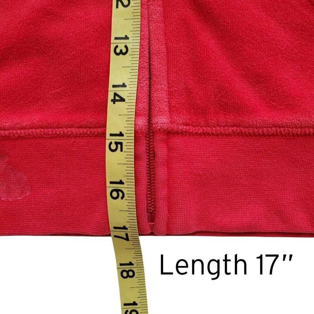 Juicy Couture Girl’s Red Velour Shiny Puppy Rhinestone Crown Graphic Hoodie 6/7 - Picture 8 of 12